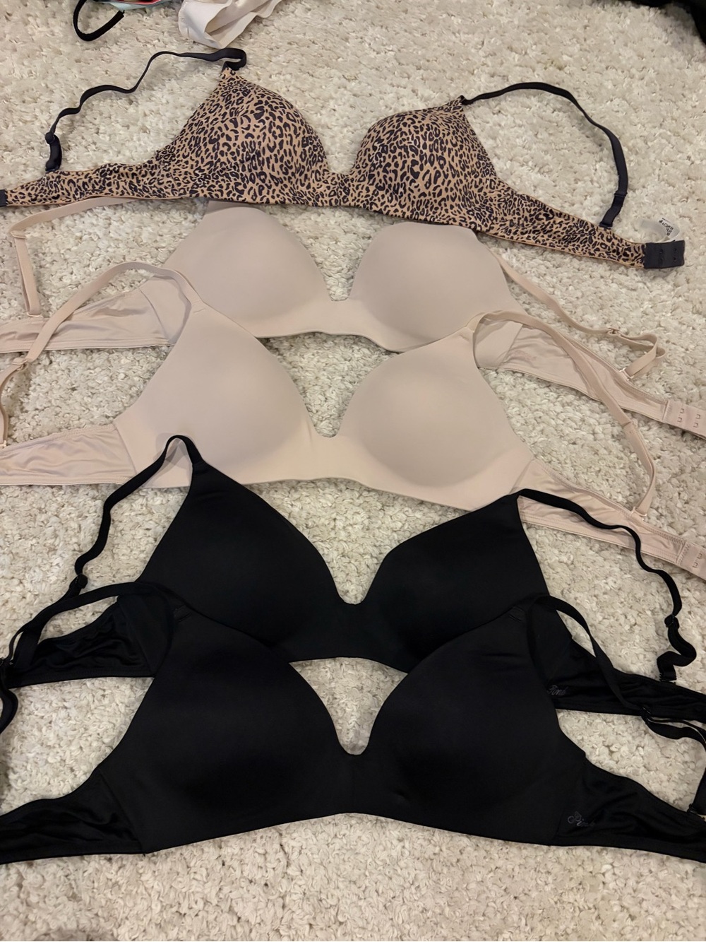 Victoria's Secret Bra Set – Leopard, Nude & Black